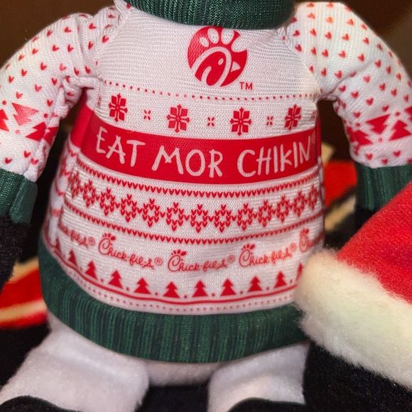 Chick-fil-A 2 Christmas Cow Plush Santa & Ulgy Sweater Cows - Picture 5 of 7